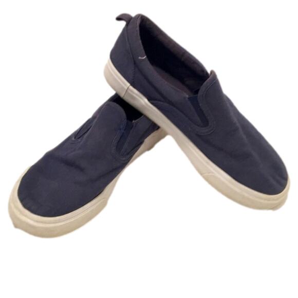 Old Navy Boys‎ Sz 3 Shoes Navy Blue Slip On Loafers Canvas Casual Preppy Neutral - Picture 1 of 11